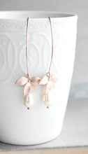 Load image into Gallery viewer, Rose Gold Orchid Earrings - Pearl