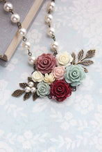 Load image into Gallery viewer, Dusty Rose Floral Medallion Necklace