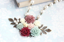 Load image into Gallery viewer, Dusty Rose Floral Medallion Necklace