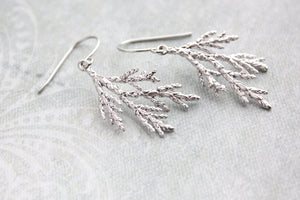 Silver Cedar Branch Earrings
