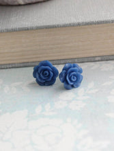 Load image into Gallery viewer, Rose Studs - Cobalt Blue