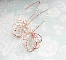 Load image into Gallery viewer, Rose Gold Loops - Long Dangles
