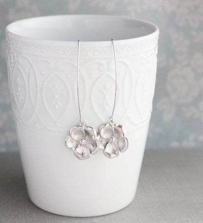 Dogwood Flower Dangles - Gold or Silver