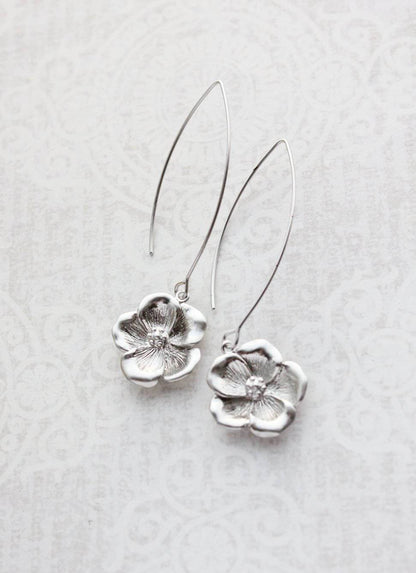 Dogwood Flower Dangles - Gold or Silver