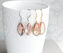 Load image into Gallery viewer, Sparkly Dangle Earrings - Peach /Rose Gold