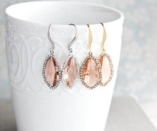 Load image into Gallery viewer, Sparkly Dangle Earrings - Peach /Gold