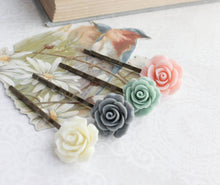 Load image into Gallery viewer, Pink Rose Bobby Pins - BP1214