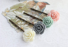 Load image into Gallery viewer, Pink Rose Bobby Pins - BP1214