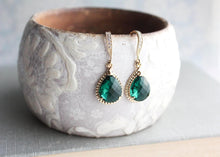 Load image into Gallery viewer, Sparkle Drop Earrings - Emerald Green