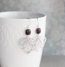 Load image into Gallery viewer, Silver Loop Earrings - Maroon