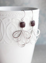 Load image into Gallery viewer, Silver Loop Earrings - Maroon