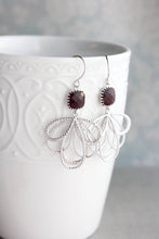 Load image into Gallery viewer, Silver Loop Earrings - Maroon