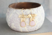Load image into Gallery viewer, Gold Orchid Earrings - Light Pink