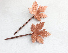 Load image into Gallery viewer, Maple Leaf Bobby Pins - Copper