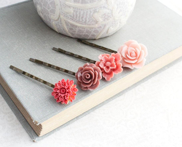Pink Flower Bobby Pins - BP1010
