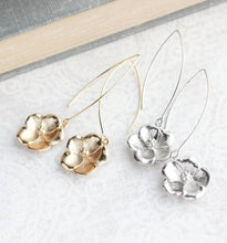 Load image into Gallery viewer, Dogwood Flower Dangles - Gold or Silver