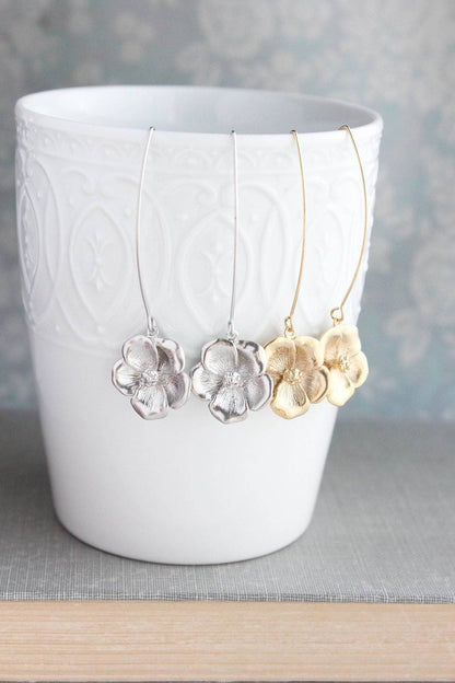 Dogwood Flower Earrings - Gold