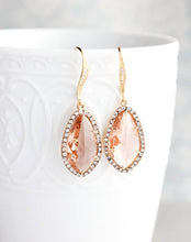 Load image into Gallery viewer, Sparkly Dangle Earrings - Peach /Silver