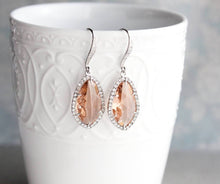 Load image into Gallery viewer, Sparkly Dangle Earrings - Peach /Silver