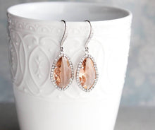 Load image into Gallery viewer, Sparkly Dangle Earrings - Peach /Silver