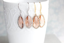 Load image into Gallery viewer, Sparkly Dangle Earrings - Peach /Silver