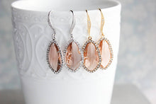 Load image into Gallery viewer, Sparkly Dangle Earrings - Peach /Rose Gold