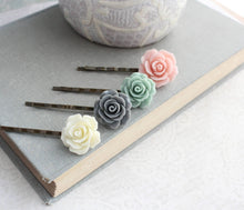 Load image into Gallery viewer, Pink Rose Bobby Pins - BP1214