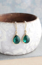 Load image into Gallery viewer, Sparkle Drop Earrings - Emerald Green