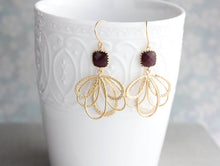 Load image into Gallery viewer, Silver Loop Earrings - Maroon