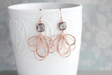 Load image into Gallery viewer, Rose Gold Loops Earrings - Smoke Grey