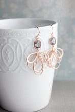 Load image into Gallery viewer, Rose Gold Loops Earrings - Smoke Grey