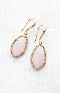 Sparkly Dangle Earrings - Pink /Gold