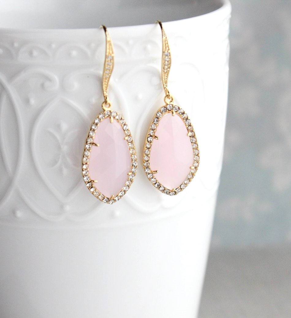 Sparkly Dangle Earrings - Pink /Gold