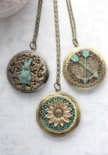 Load image into Gallery viewer, Rabbit Picture Locket - Verdigris Patina
