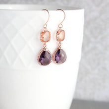 Load image into Gallery viewer, Sparkle Drop Earrings Rose | Blush | Amethyst