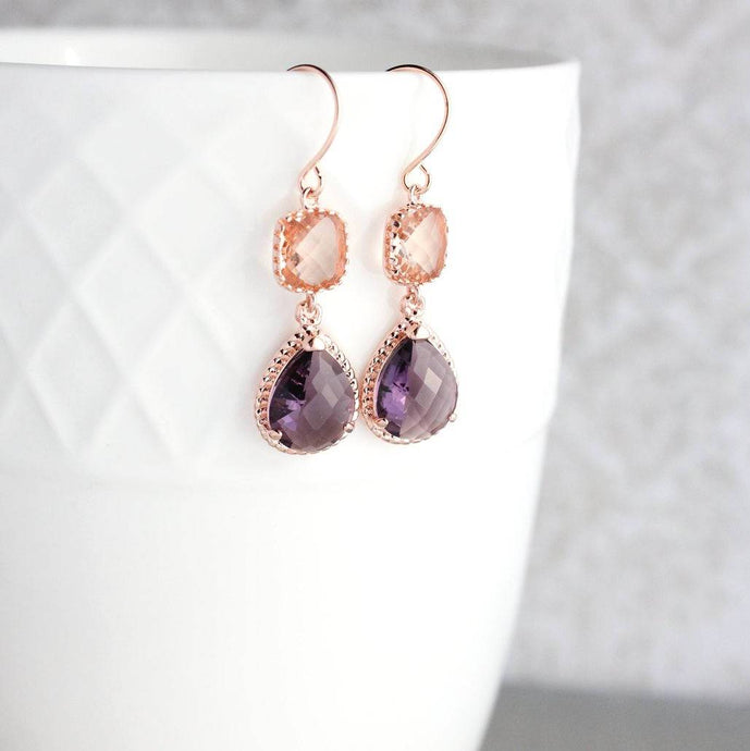 Sparkle Drop Earrings Rose | Blush | Amethyst