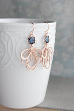 Load image into Gallery viewer, Rose Gold Loop Earrings - Montana Blue