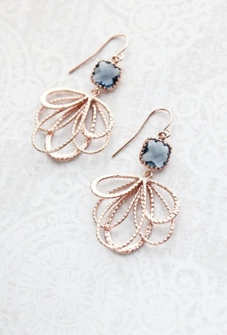 Rose Gold Loop Earrings - Montana Blue