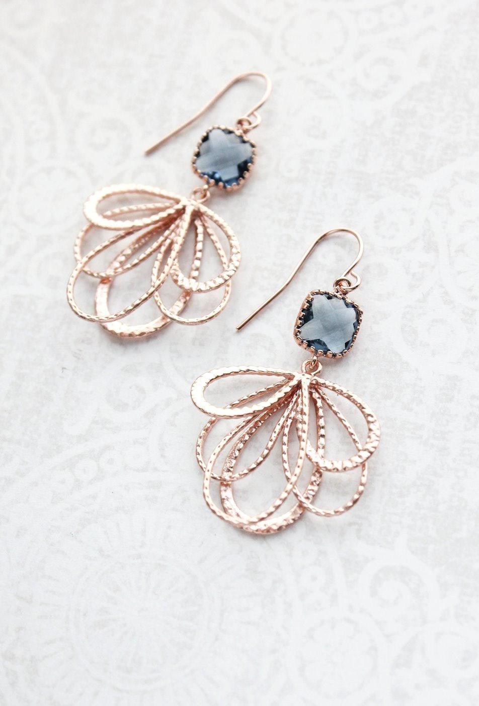 Rose Gold Loop Earrings - Montana Blue