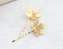Load image into Gallery viewer, Maple Leaf Bobby Pins - Verdigris