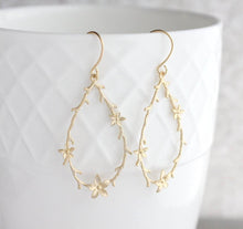 Load image into Gallery viewer, Twig and Flower Earrings - Matte Gold