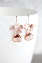 Load image into Gallery viewer, Rose Gold Orchid Earrings - Peach