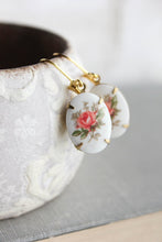 Load image into Gallery viewer, Pink Rose Earrings - Glass Cameo