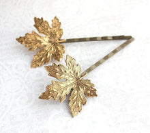 Load image into Gallery viewer, Maple Leaf Bobby Pins - Antiqued Gold