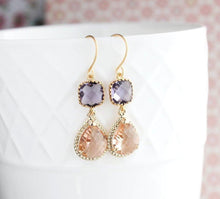 Load image into Gallery viewer, Sparkle Drop Earrings Rose | Purple | Peach