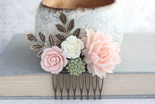 Load image into Gallery viewer, Pink and Green Floral Comb - C1029