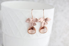 Load image into Gallery viewer, Rose Gold Orchid Earrings - Peach