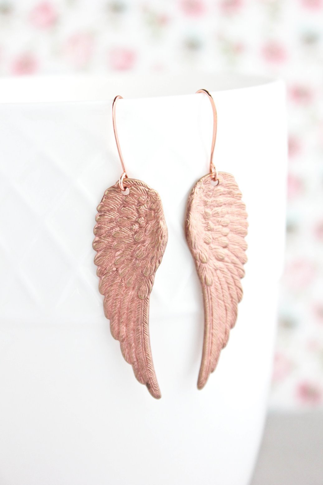 Rose Gold Copper Wing Earrings