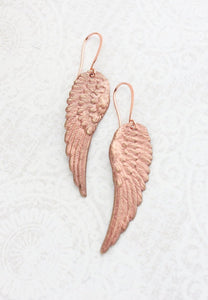 Rose Gold Copper Wing Earrings