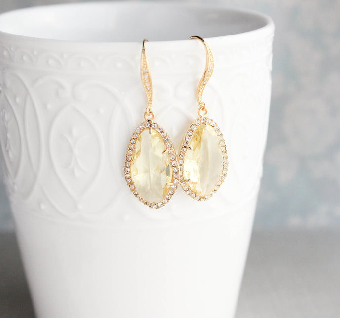 Sparkly Dangle Earrings - Yellow /Gold